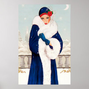 Retro Weihnachtskunst Deko Lady Poster