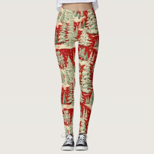 Retro-Weihnachtslandschaft im Vintage-Stil Leggings