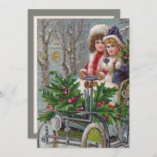 Retro Weihnachtsmädchen hinzufügen Stimmung Mitteilungskarte