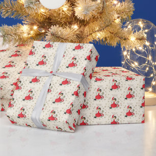 Retro-Weihnachtsmädchen Schneeflocken Geschenkpapier