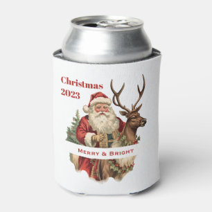 Retro Weihnachtsmann auf einem Rentier Weihnachten Dosenkühler