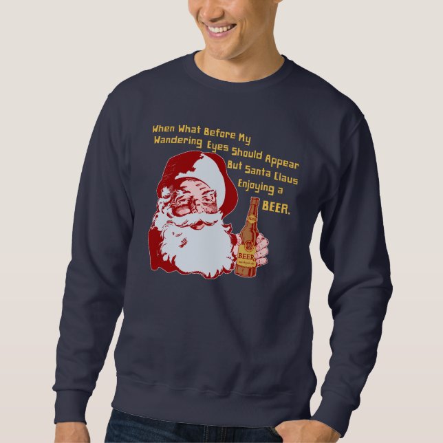Retro Weihnachtsmann-Bier-lustiges Sweatshirt (Vorderseite)