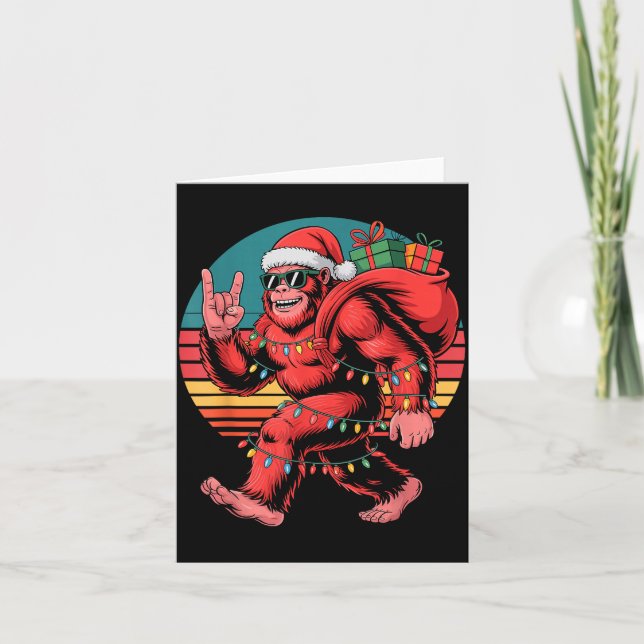 Retro Weihnachtsmann Bigfoot Weihnachten Lustig Sa Karte (Vorderseite)
