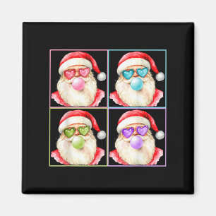Retro Weihnachtsmann bläst Bubble Gum P Art Sungle Magnet