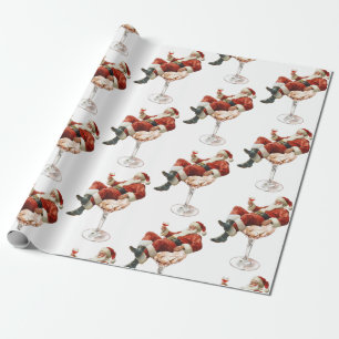 Retro Weihnachtsmann-Cocktail Weihnachten Geschenkpapier