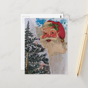 Retro-Weihnachtsmann-Collage Postkarte