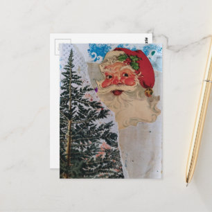 Retro-Weihnachtsmann-Collage Postkarte