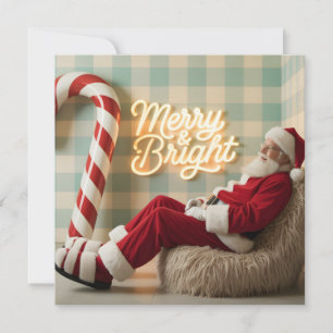 Retro Weihnachtsmann entspannt in einem flauschige Feiertagskarte