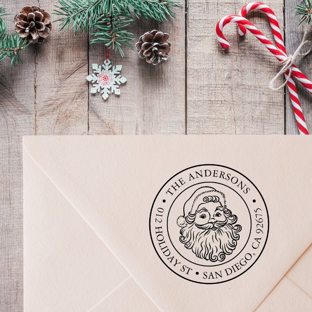 Retro Weihnachtsmann-Feiertags-Rücksendeadresse Permastempel (Von Creator hochgeladen)