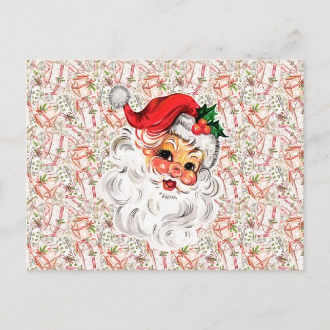 Retro-Weihnachtsmann-Feiertagspostkarte Postkarte (Vorderseite)