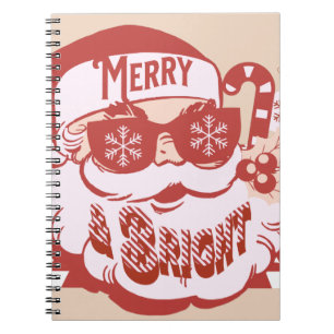 Retro Weihnachtsmann Frohe Weihnachten Pink Rot   Notizblock