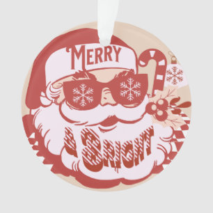 Retro Weihnachtsmann Frohe Weihnachten Rosa Rot Ornament