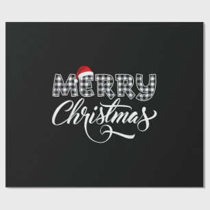 Retro Weihnachtsmann Frohe Weihnachtsbaumlichter Geschenkpapier