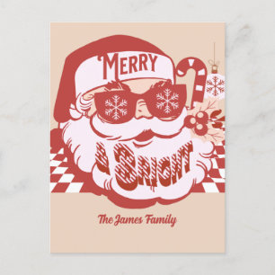 Retro Weihnachtsmann Fröhlich und Hell Groovy Weih Postkarte
