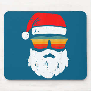 Retro Weihnachtsmann-Gesicht mit Vintage-Sonnenbri Mousepad