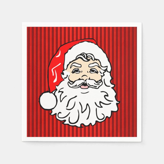 Retro-Weihnachtsmann-Gesicht Rot Serviette (Vorderseite)