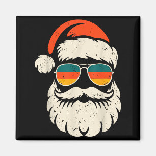 Retro-Weihnachtsmann-Gesicht-Sonnenbrille Lustige Magnet