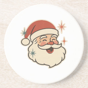 Retro-Weihnachtsmann-Gesicht – Vintage-Weihnachtsf Getränkeuntersetzer