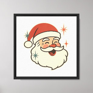 Retro-Weihnachtsmann-Gesicht – Vintage-Weihnachtsf Leinwanddruck