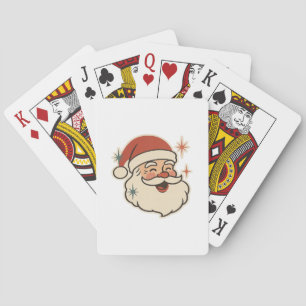 Retro-Weihnachtsmann-Gesicht – Vintage-Weihnachtsf Spielkarten