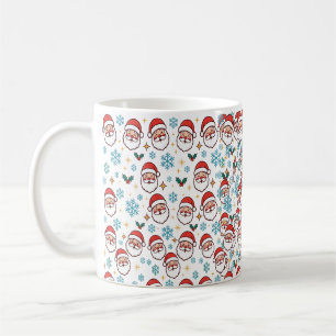 Retro-Weihnachtsmann-Gesichter Weihnachtsmuster Kaffeetasse