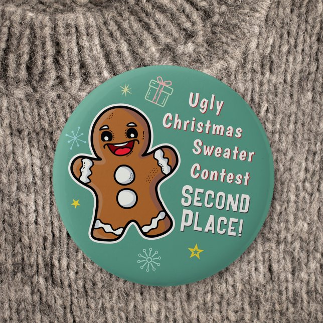 Retro-Weihnachtsmann-hässlicher-Xmas-Pullover-Wett Button (Von Creator hochgeladen)