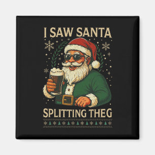 Retro Weihnachtsmann Ich sah den Weihnachtsmann tr Magnet