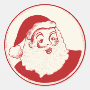 Retro-Weihnachtsmann-Illustration Weihnachtssticke Runder Aufkleber