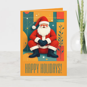 Retro-Weihnachtsmann im Mid-Century-Modern-Stil Karte