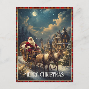 Retro Weihnachtsmann Individuelles Foto Adresse Kl Feiertagspostkarte