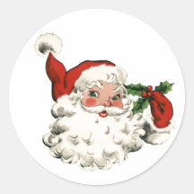 RETRO Weihnachtsmann Klassischer Rund Sticker