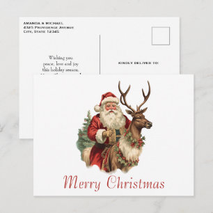 Retro Weihnachtsmann Klassisches traditionelles We Postkarte