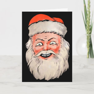 Retro Weihnachtsmann-Kopf-Weihnachtskarte Feiertagskarte