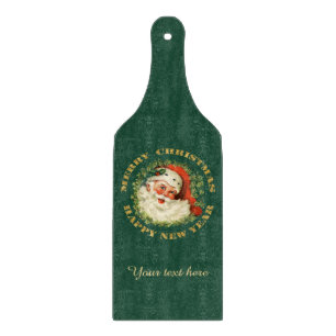 Retro-Weihnachtsmann-Kreis-Kranz personalisiert Schneidebrett