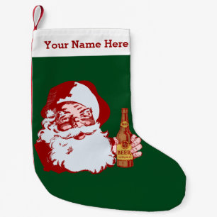 Retro Weihnachtsmann mit Bier-Weihnachtslustigem Kleiner Weihnachtsstrumpf