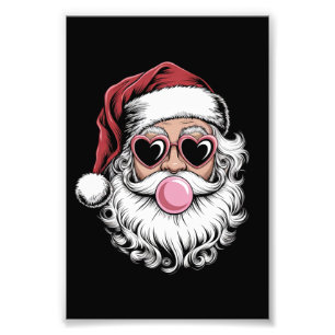 Retro-Weihnachtsmann mit Brille bläst Bubble Chris Fotodruck