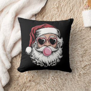 Retro-Weihnachtsmann mit Brille bläst Bubble Chris Kissen