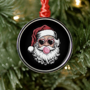 Retro-Weihnachtsmann mit Brille bläst Bubble Chris Ornament Aus Metall