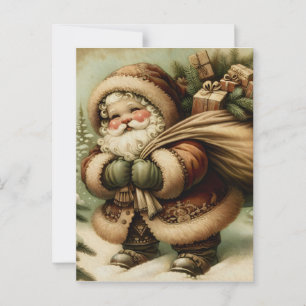 Retro Weihnachtsmann mit Geschenken Postkarte
