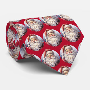 Retro Weihnachtsmann mit rotem Hut Weihnachtsmuste Krawatte