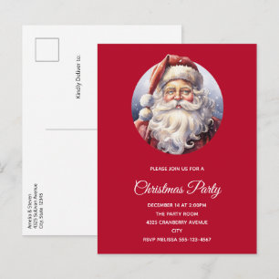 Retro Weihnachtsmann mit roter Mütze Weihnachten Einladungspostkarte
