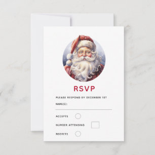 Retro Weihnachtsmann mit roter Mütze Weihnachten RSVP Karte
