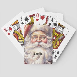 Retro Weihnachtsmann mit roter Mütze Weihnachten Spielkarten