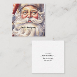 Retro Weihnachtsmann mit roter Weihnachtsmütze Quadratische Visitenkarte