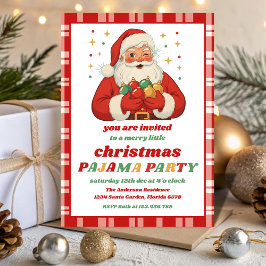 Retro-Weihnachtsmann-Pyjama-Weihnachtsfeier-Bearbe Einladung