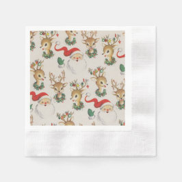 Retro Weihnachtsmann, Reindeer Napkins Serviette