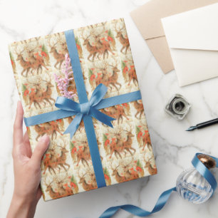 Retro Weihnachtsmann Rentier vintage Weihnachten Geschenkpapier