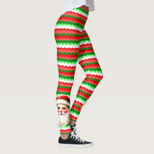 Retro Weihnachtsmann Rot Grün Ric Rac Weihnachten Leggings