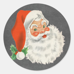 Retro-Weihnachtsmann-Tafel-Weihnachtsaufkleber Runder Aufkleber