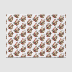 Retro Weihnachtsmann und Rentier Weihnachtsmuster Seidenpapier